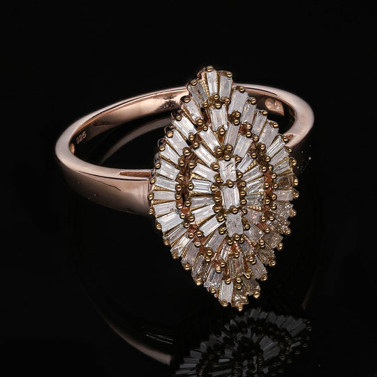 Natürlicher Champagner Diamant Ring, 925 Silber Roségold Vermeil, (Größe 19.00), ca. 1.00 ct