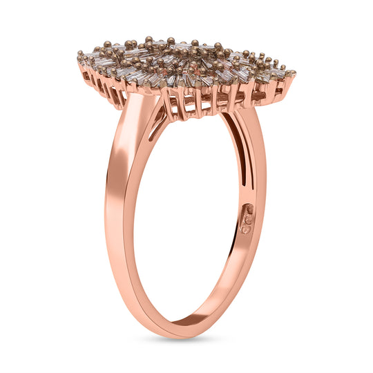 Natürlicher Champagner Diamant Ring, 925 Silber Roségold Vermeil, (Größe 19.00), ca. 1.00 ct