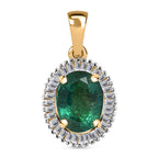 AAA Kagem Zambian Emerald, weißer Diamant Anhänger 585 Gold ca. 1.45 ct