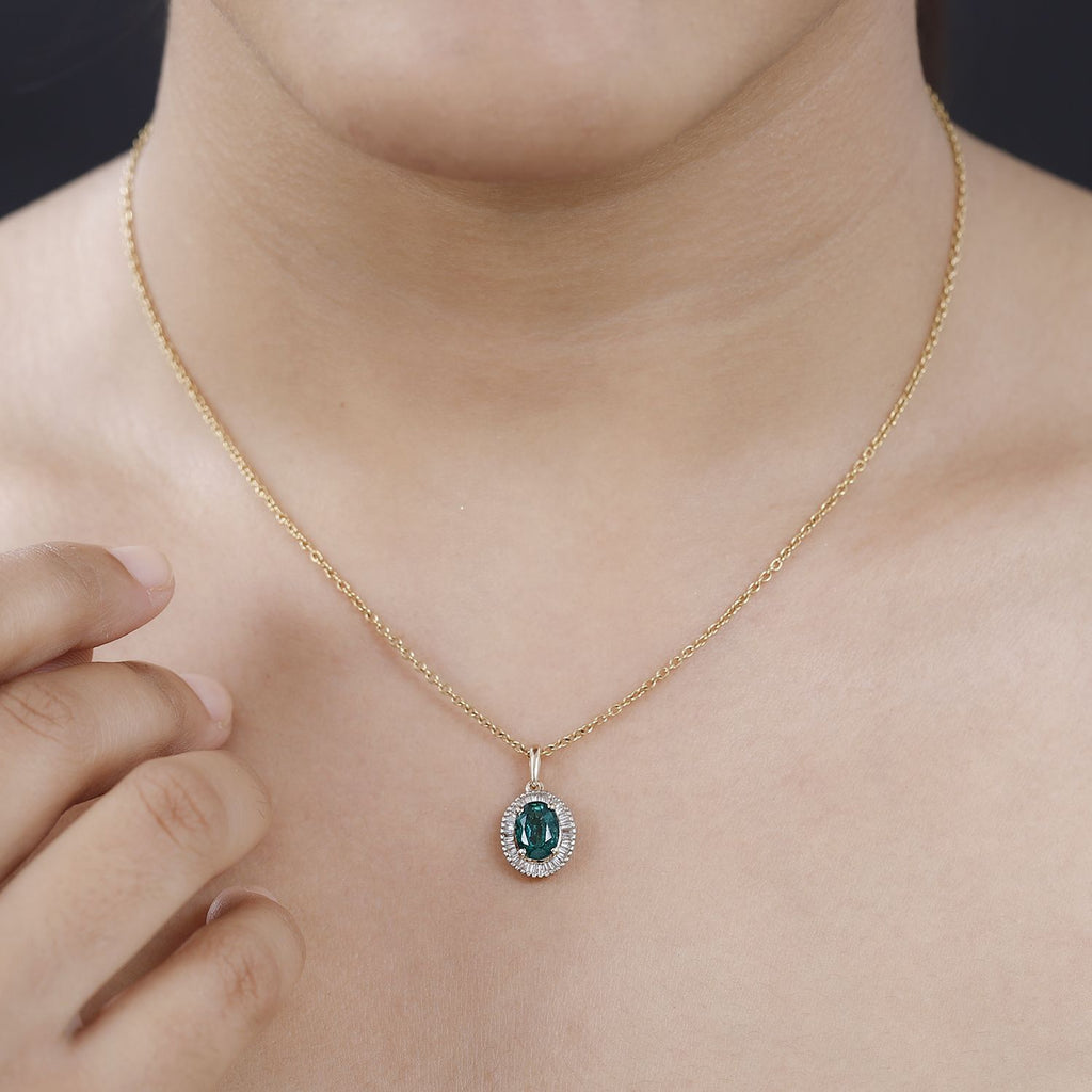 AAA Kagem Zambian Emerald, weißer Diamant Anhänger 585 Gold ca. 1.45 ct