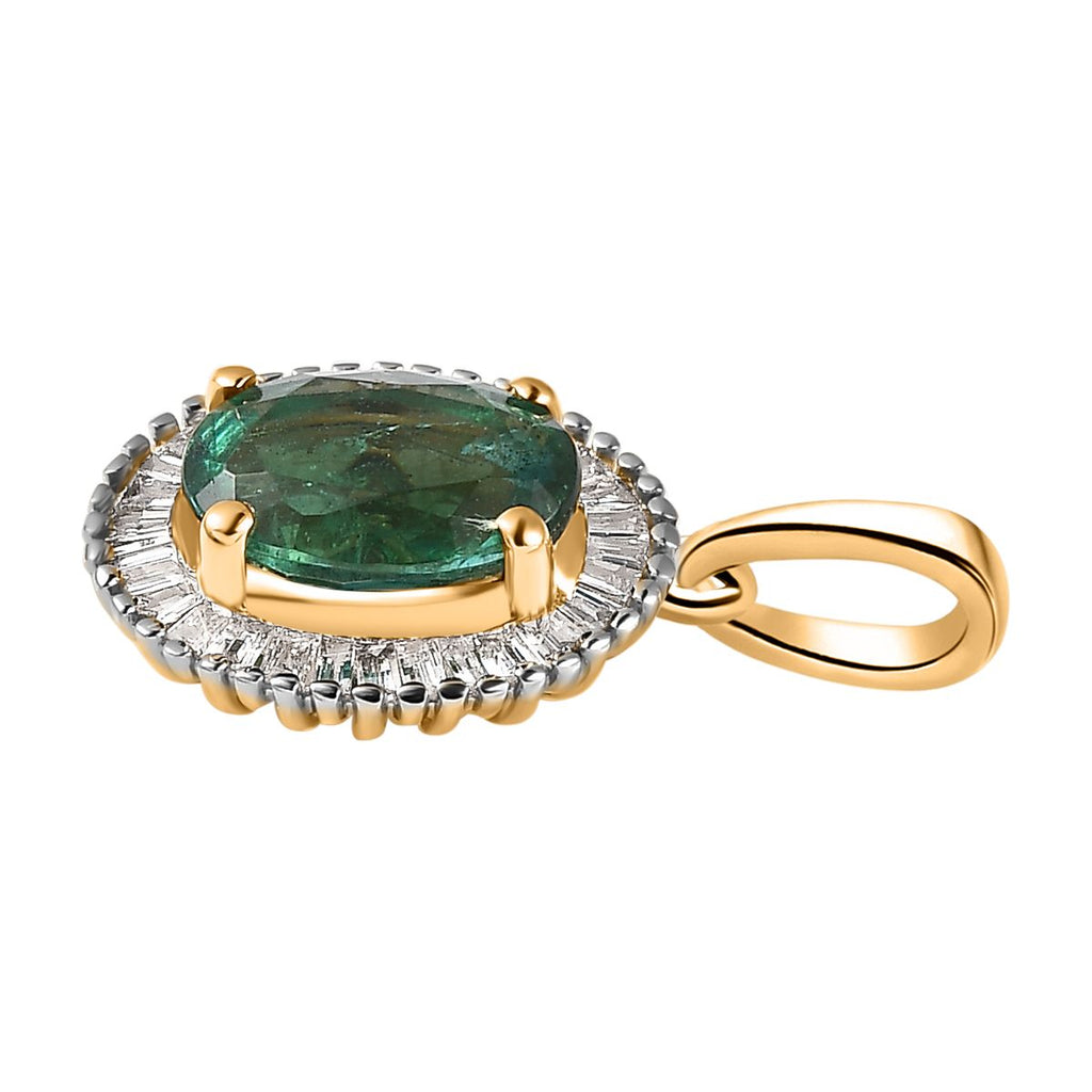 AAA Kagem Zambian Emerald, weißer Diamant Anhänger 585 Gold ca. 1.45 ct