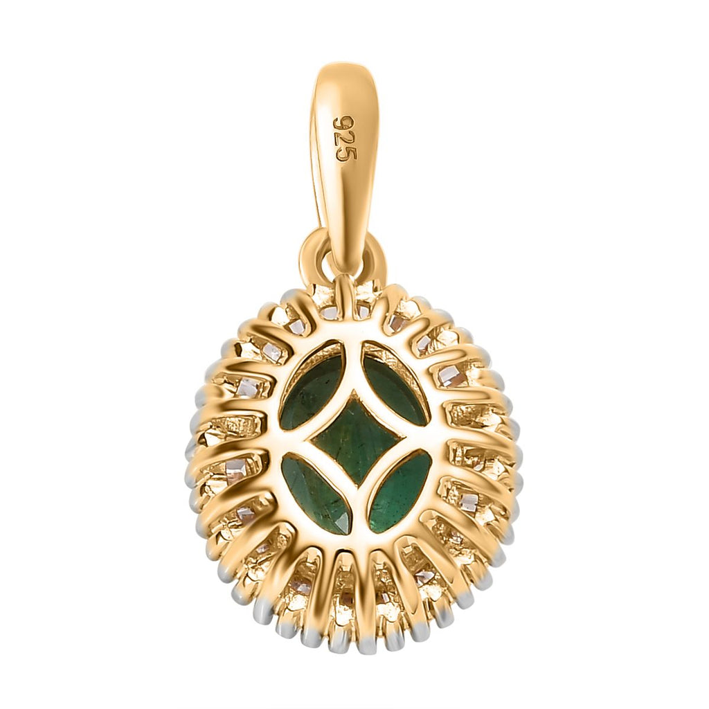 AAA Kagem Zambian Emerald, weißer Diamant Anhänger 585 Gold ca. 1.45 ct