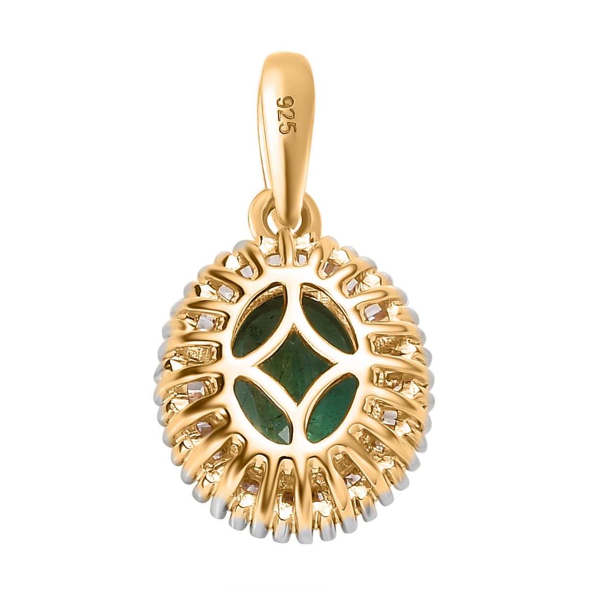 AAA Kagem Zambian Emerald, weißer Diamant Anhänger 585 Gold ca. 1.45 ct