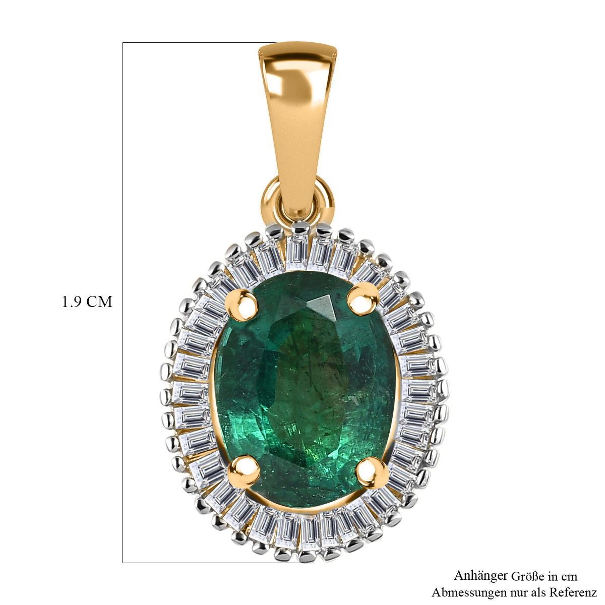 AAA Kagem Zambian Emerald, weißer Diamant Anhänger 585 Gold ca. 1.45 ct