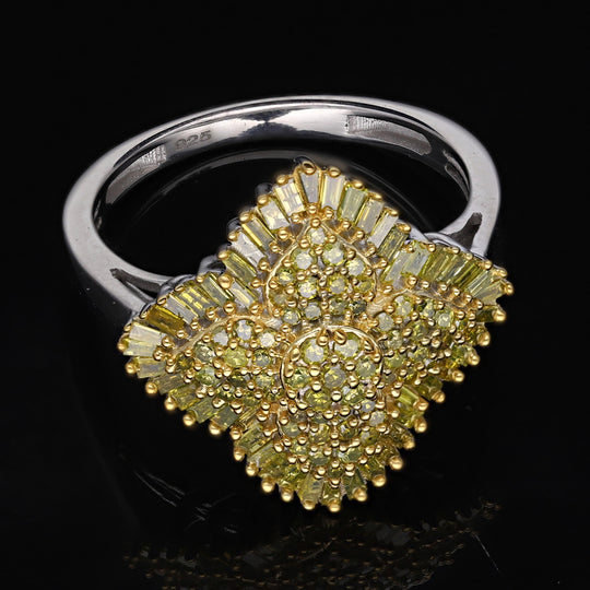 Gelber Diamant P3 Ringe 925 Silber platiniert (Größe 21.00) ca. 1.00 ct