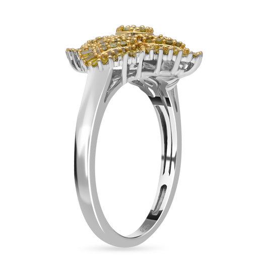 Gelber Diamant P3 Ringe 925 Silber platiniert (Größe 21.00) ca. 1.00 ct