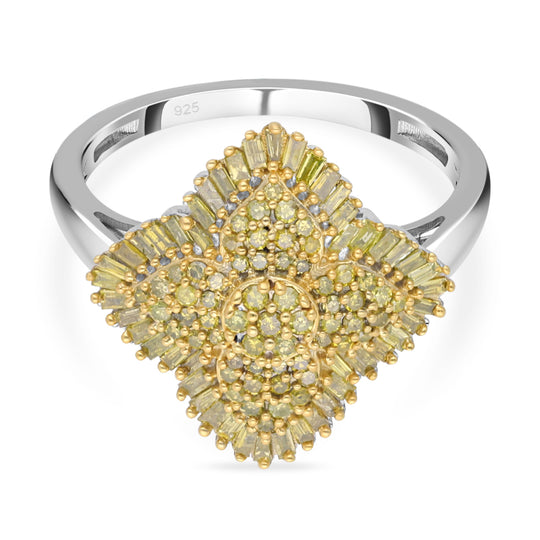 Gelber Diamant P3 Ringe 925 Silber platiniert (Größe 21.00) ca. 1.00 ct