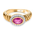 Ilakaka Rosa Saphir (Fissure gefüllt), weißer Zirkon Ring, 925 Silber vergoldet (Größe 16.00) ca. 1.25 ct