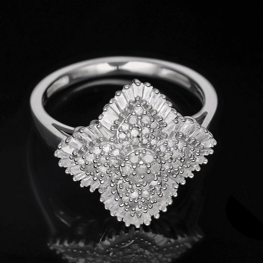 Weißer Diamant Ring, 925 Silber platiniert (Größe 19.00) ca. 1.00 ct