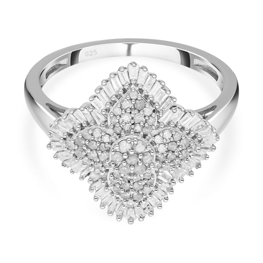 Weißer Diamant Ring, 925 Silber platiniert (Größe 19.00) ca. 1.00 ct