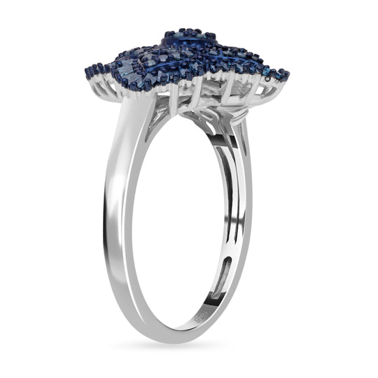 Blauer Diamant Ring, 925 Silber platiniert (Größe 21.00) ca. 1.00 ct