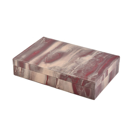Ringkoffer mit 8 Kettenhaken und Taschen, Marmoriert, 29x19x6 cm, Orange