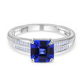 RHAPSODY Asscher Schliff AAAA Tansanit, weißer Diamant Ring, VS2 E-F, 950 Platin (Größe 20.00) ca. 1.99 ct