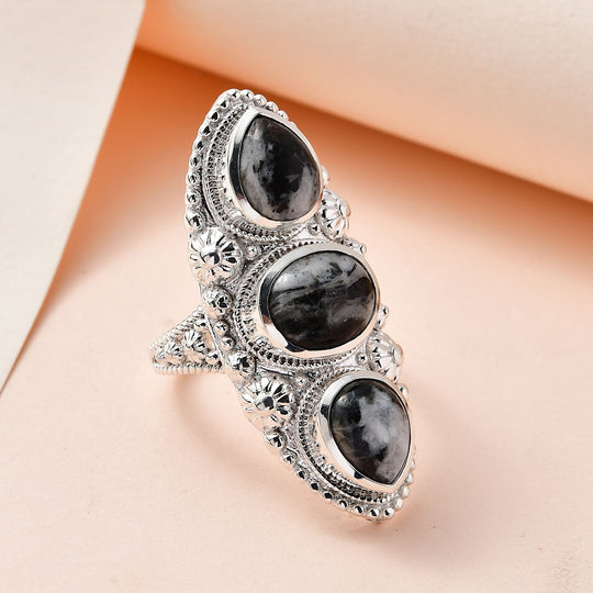 Weißer Büffel Ring, 925 Silber (Größe 17.00) ca. 6.59 ct