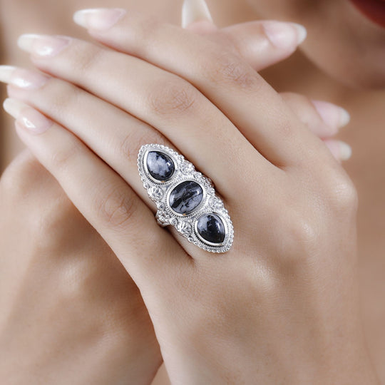 Weißer Büffel Ring, 925 Silber (Größe 17.00) ca. 6.59 ct