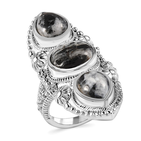 Weißer Büffel Ring, 925 Silber (Größe 17.00) ca. 6.59 ct