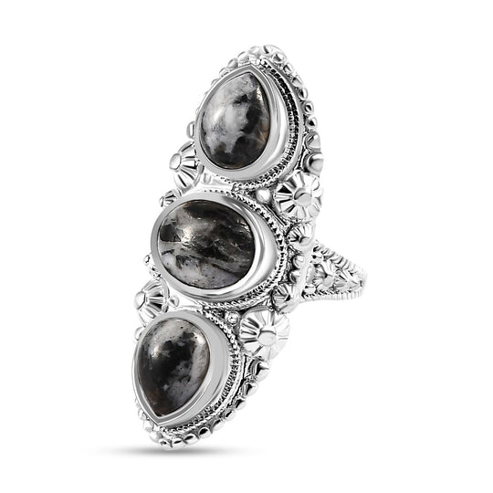 Weißer Büffel Ring, 925 Silber (Größe 17.00) ca. 6.59 ct