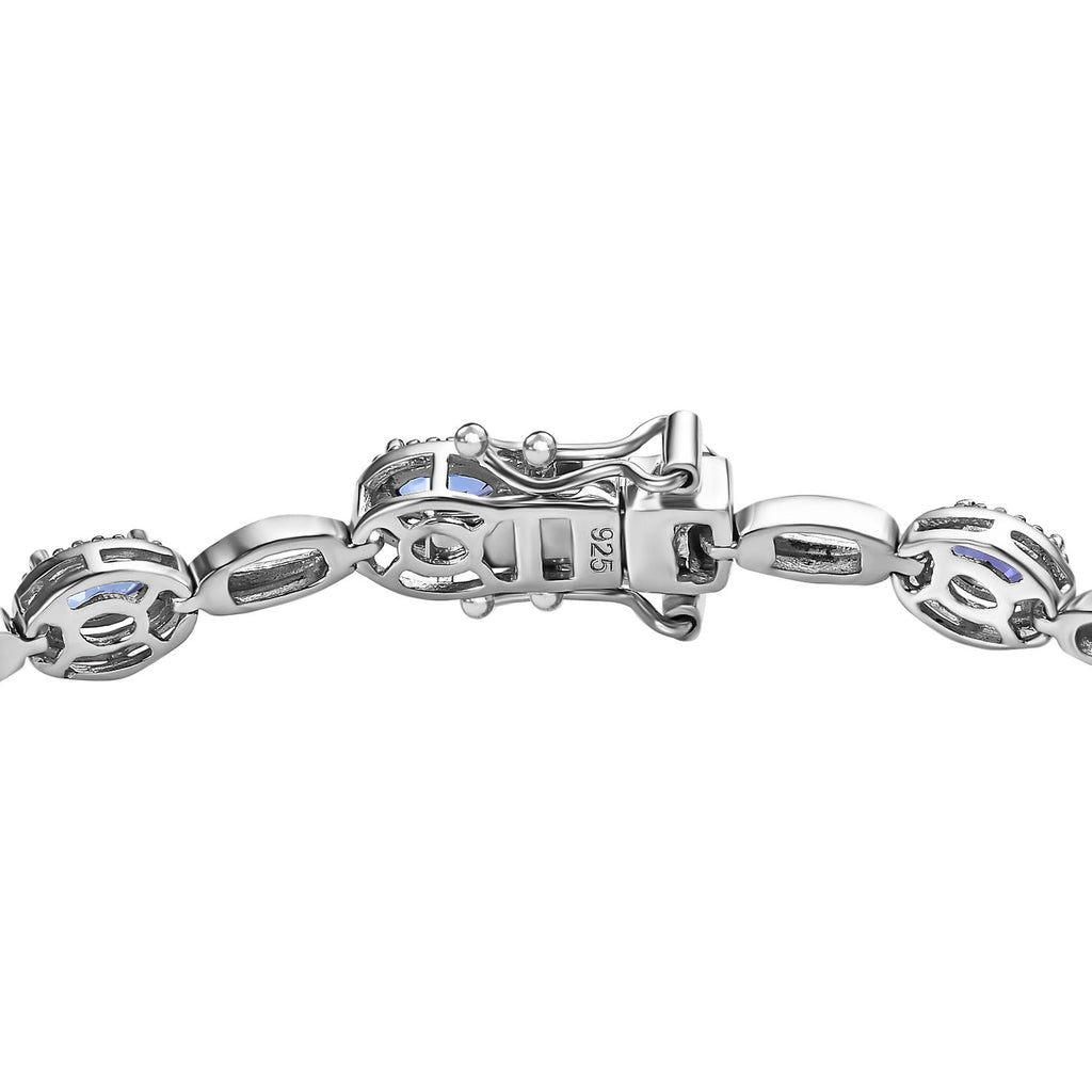 Tansanit Armband, ca. 18 cm, 925 Silber platiniert ca. 3.13 ct