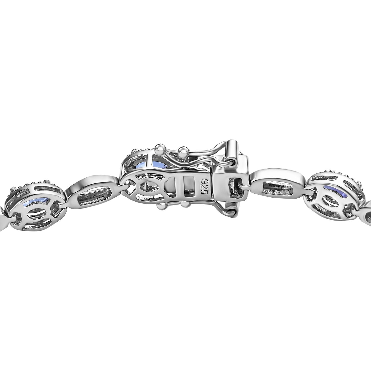 Tansanit Armband, ca. 18 cm, 925 Silber platiniert ca. 3.13 ct