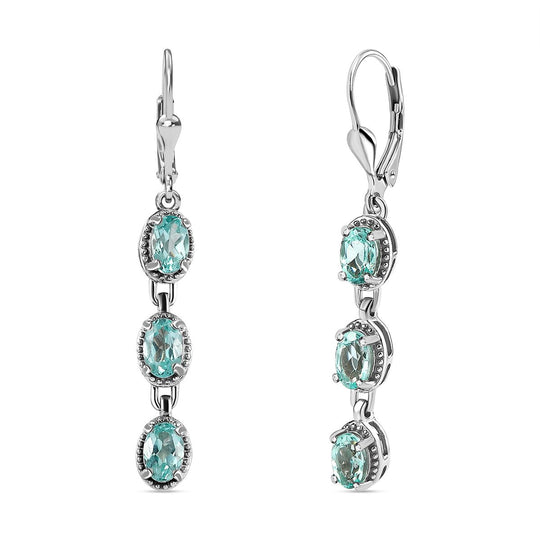 Minz Apatit Ohrringe, 925 Silber platiniert ca. 3.08 ct