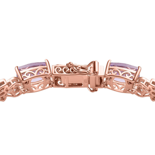Rose De France Amethyst, Weißer Zirkon Armband ca. 19 cm 925 Silber rosévergoldet ca. 29.47 ct