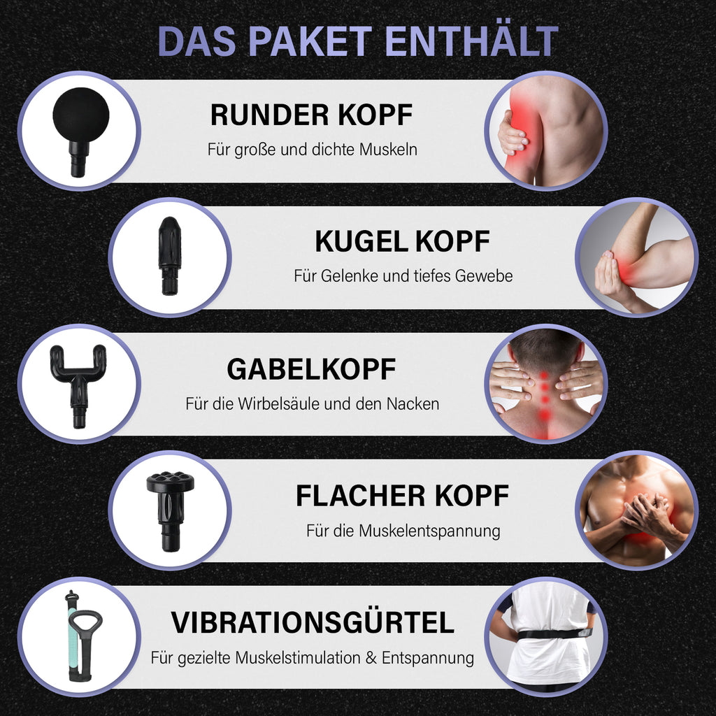 Massagepistole mit Anti-Cellulite-Vibrationsgürtel und 4 weitere Modi