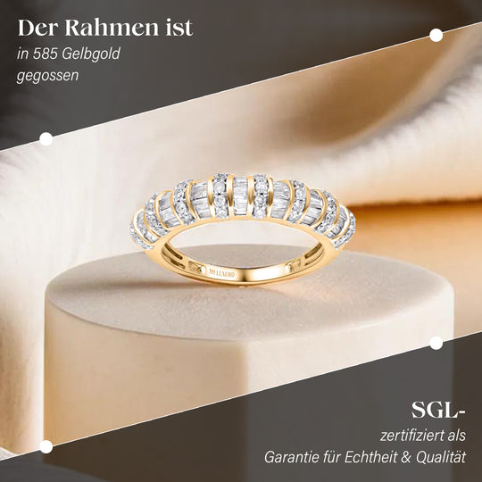 Weißer Diamant I1 Ring,SGL zertifiziert,585 Gold, (Größe 21.00) ca. 1.00 ct