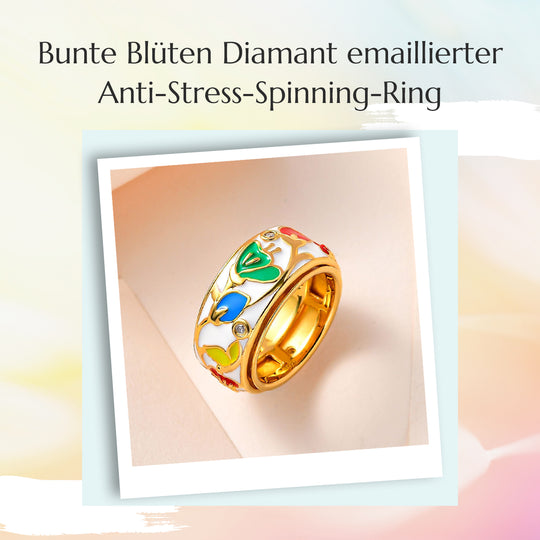 Weißer Diamant Ring, drehbar, 925 Silber Gelbgold Vermeil (Größe 20.00) ca. 0.11 ct