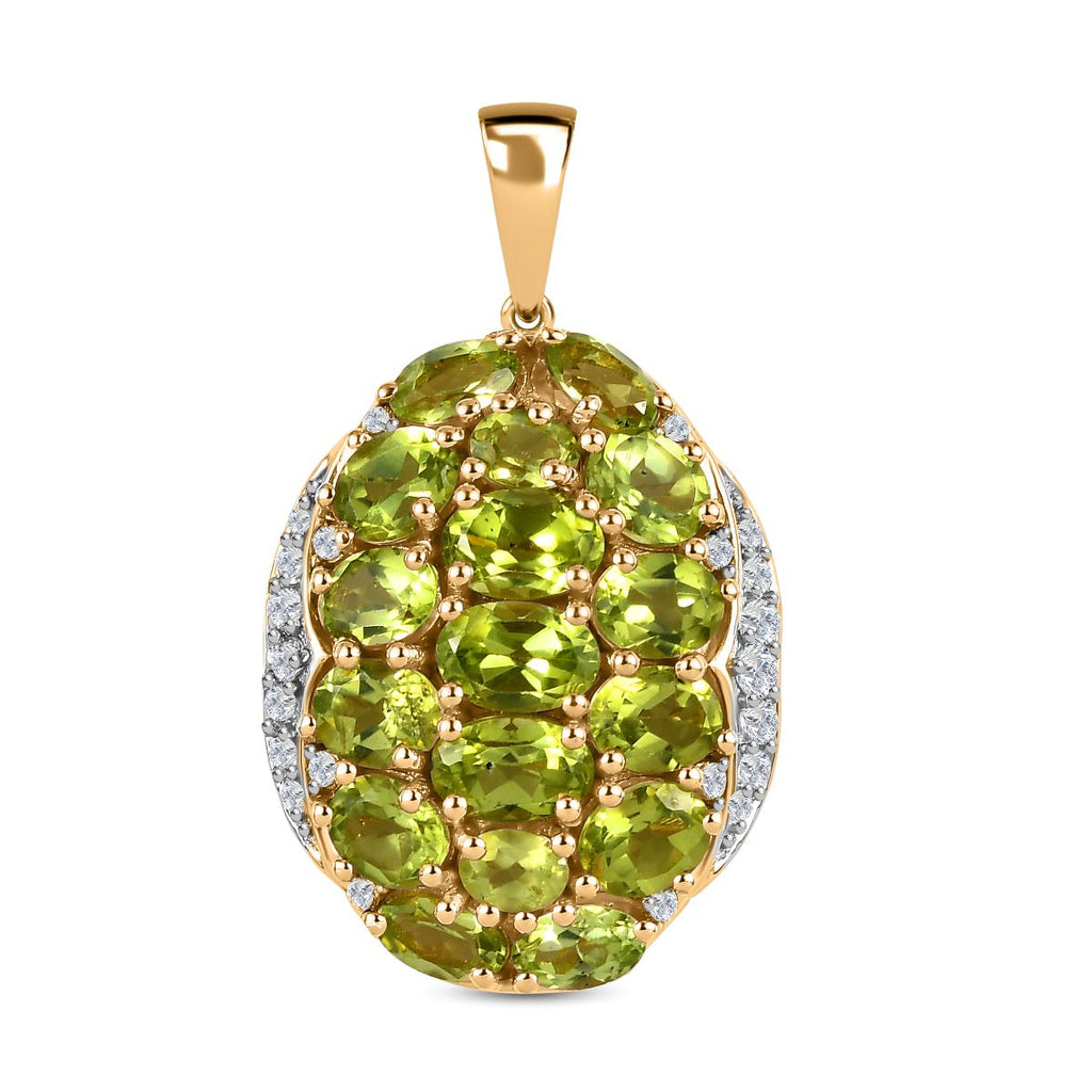 Natürlicher Peridot Anhänger, 925 Silber vergoldet ca. 6.97 ct