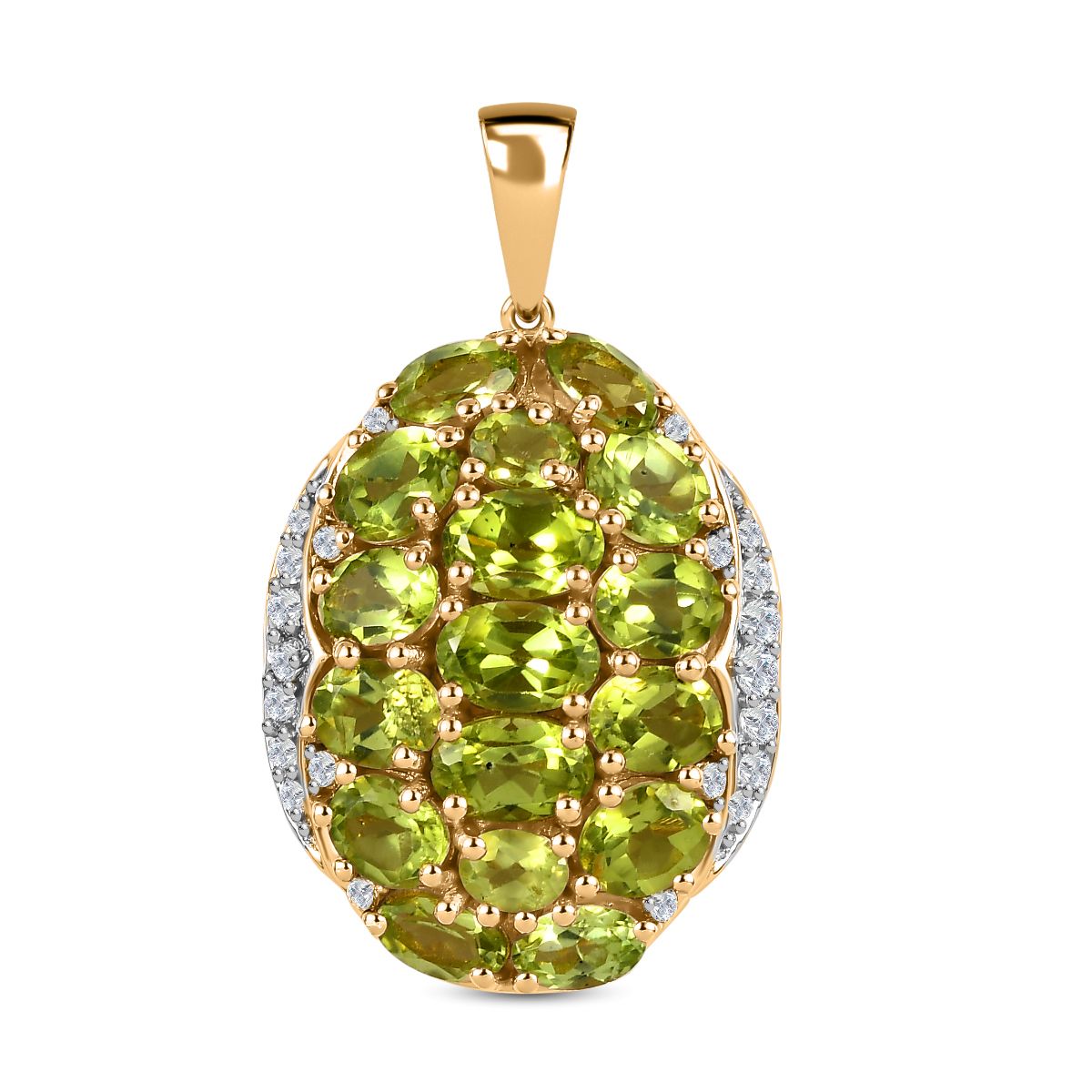 Natürlicher Peridot Anhänger, 925 Silber vergoldet ca. 6.97 ct