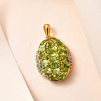 Natürlicher Peridot Anhänger, 925 Silber vergoldet ca. 6.97 ct