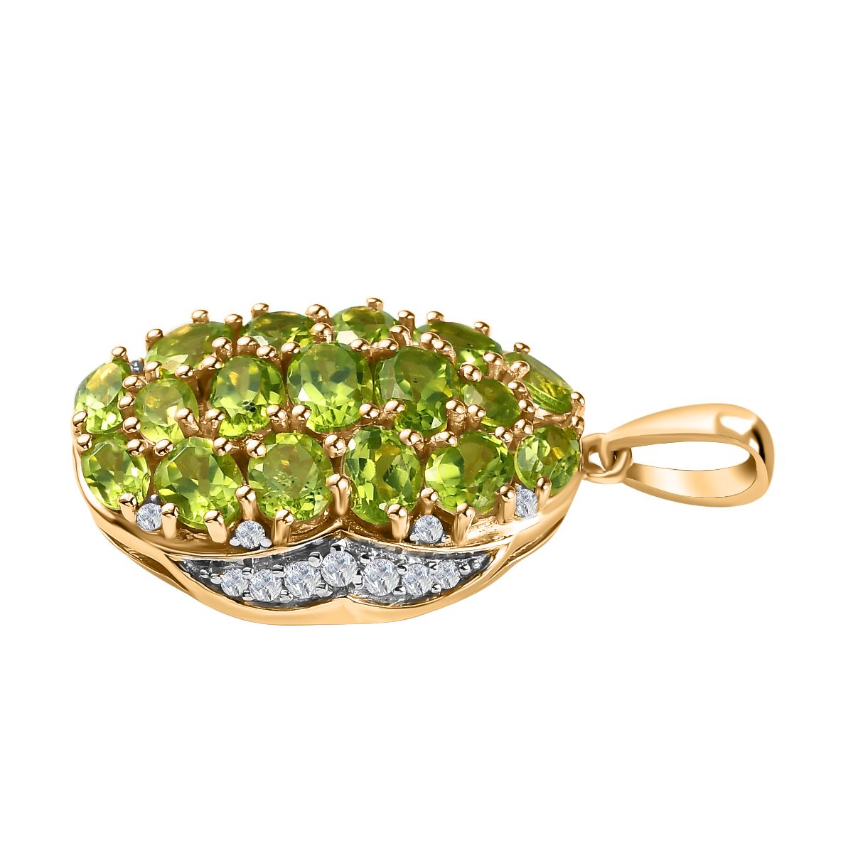 Natürlicher Peridot Anhänger, 925 Silber vergoldet ca. 6.97 ct