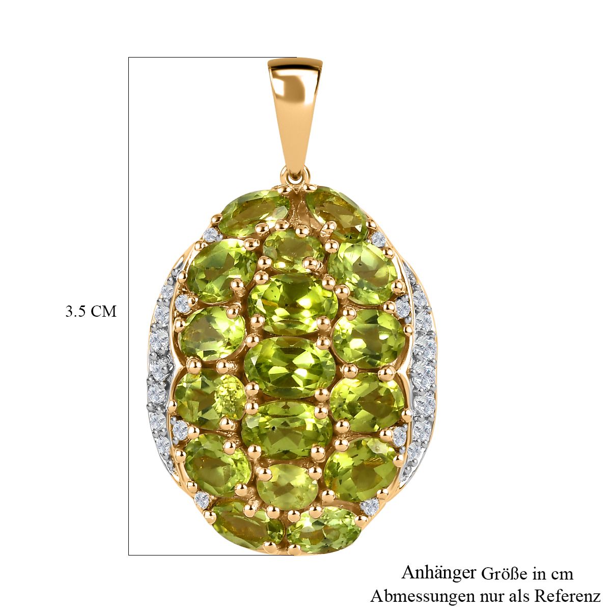 Natürlicher Peridot Anhänger, 925 Silber vergoldet ca. 6.97 ct