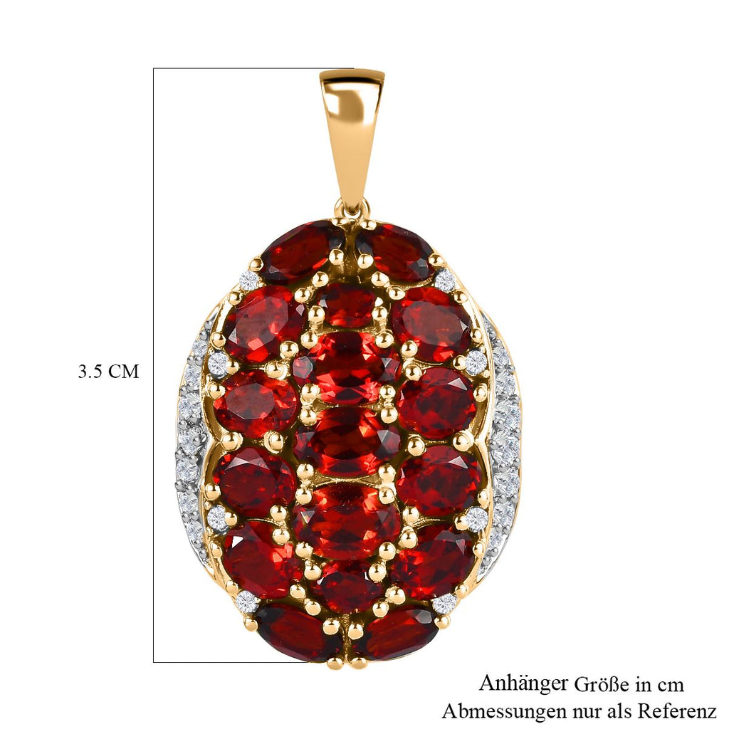 Mosambik Granat Anhänger, 925 Silber vergoldet ca. 6.54 ct