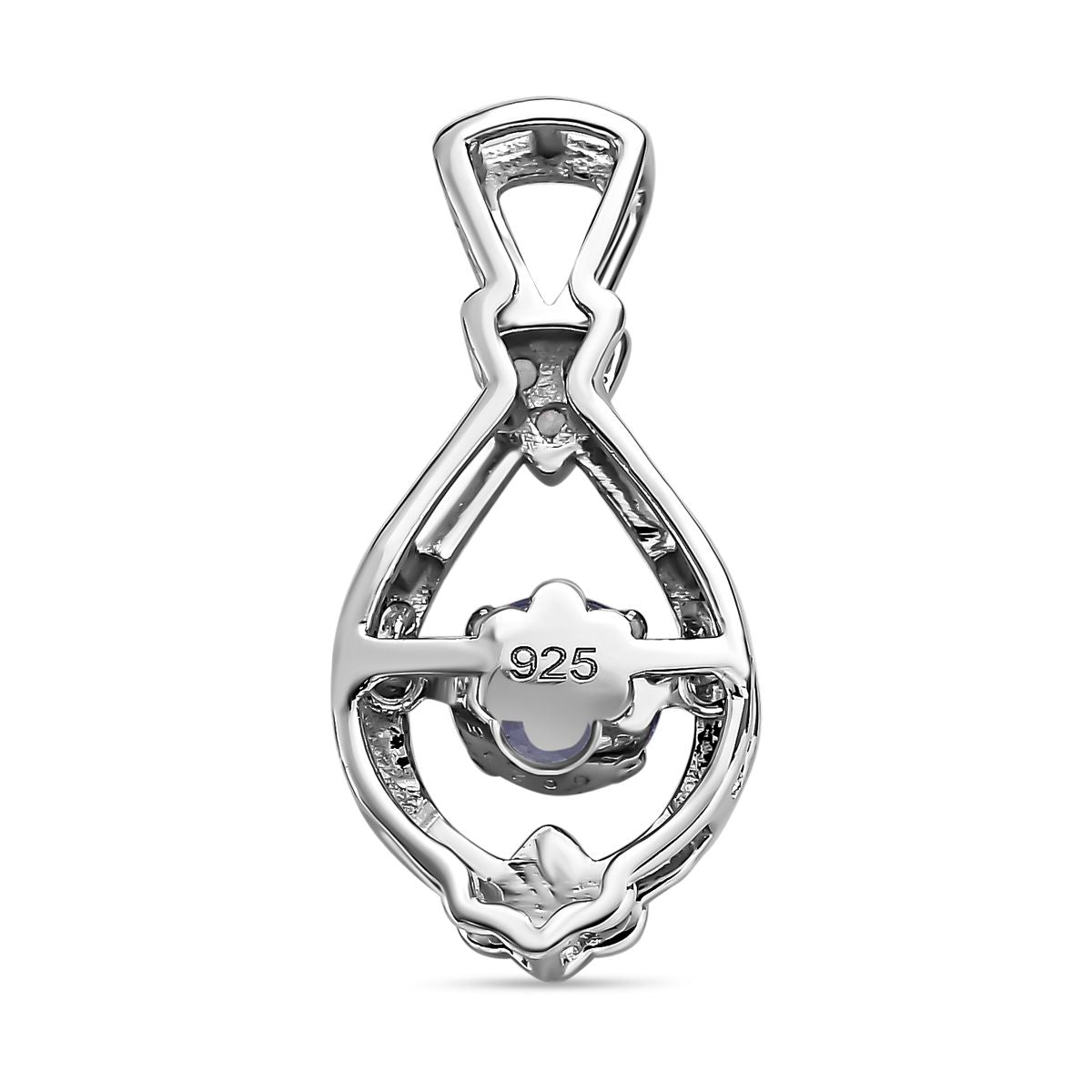 Tansanit, weißer Zirkon Anhänger, 925 Silber platiniert ca. 0.39 ct