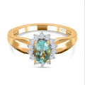 Minz Apatit, weißer Zirkon Ring, 925 Silber vergoldet (Größe 16.00) ca. 0.92 ct