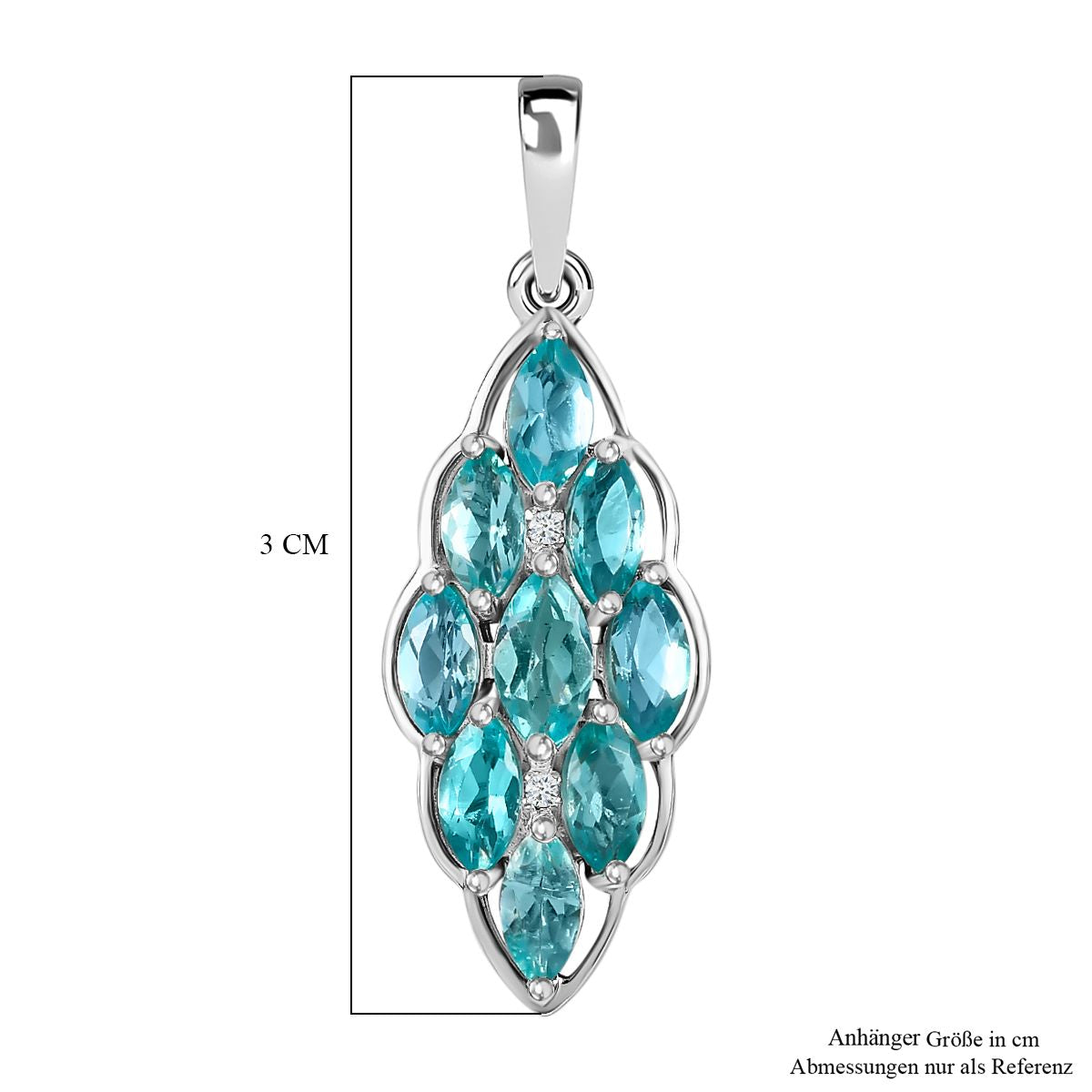 Minz, Apatit Anhänger, 925 Silber platiniert ca. 1.58 ct