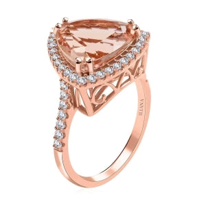 ILIANA - AAA Morganit, Weißer Diamant Ring, AGI zertifiziert und geprüft, 750 Gold (Größe 17.00) ca. 5.75 ct