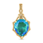 Paraiba Pfau Quarz Triplette Anhänger, 925 Silber vergoldet ca. 5.04 ct