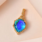 Paraiba Pfau Quarz Triplette Anhänger, 925 Silber vergoldet ca. 5.04 ct