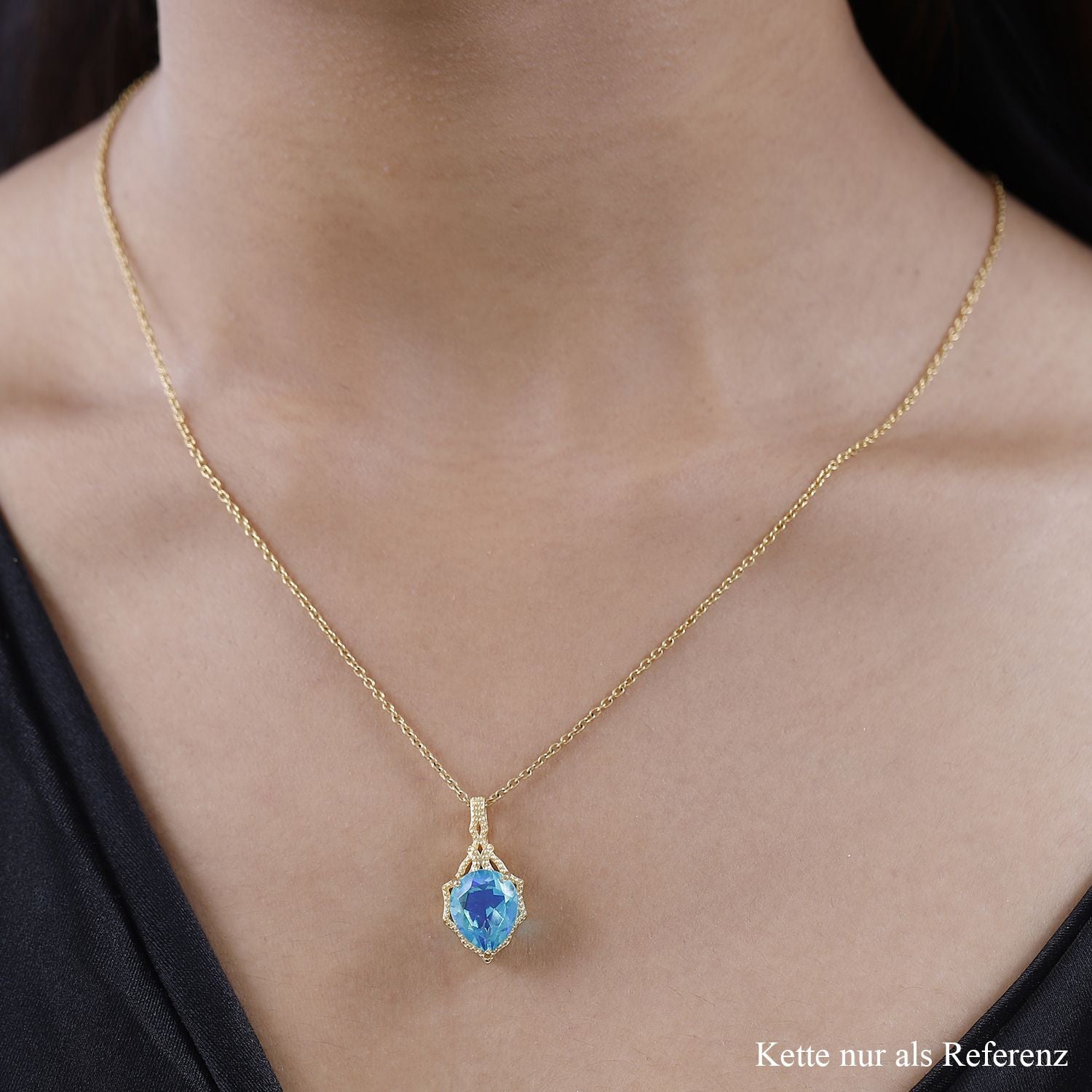 Paraiba Pfau Quarz Triplette Anhänger, 925 Silber vergoldet ca. 5.04 ct