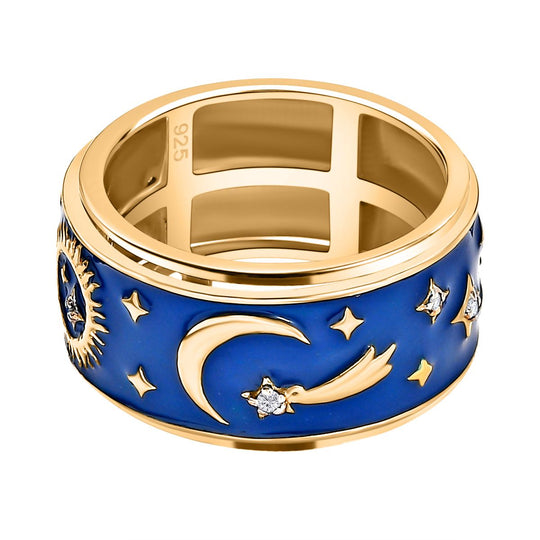 Weißer Diamant Ring, 925 Silber Gelbgold Vermeil, (Größe 16.00) ca. 0.05 ct