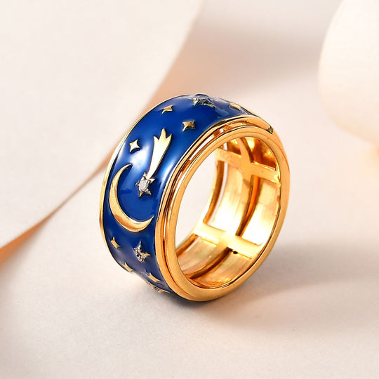 Weißer Diamant Ring, 925 Silber Gelbgold Vermeil, (Größe 16.00) ca. 0.05 ct