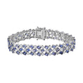 Tansanit, weißer Zirkon Armband, ca. 19 cm 925 Silber platiniert ca. 14.48 ct