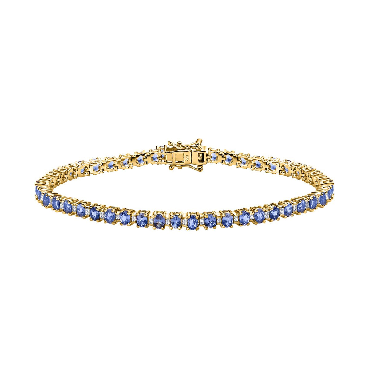 Tansanit, Weißer Topas Armband ca. 20 cm 925 Silber vergoldet ca. 7.43 ct