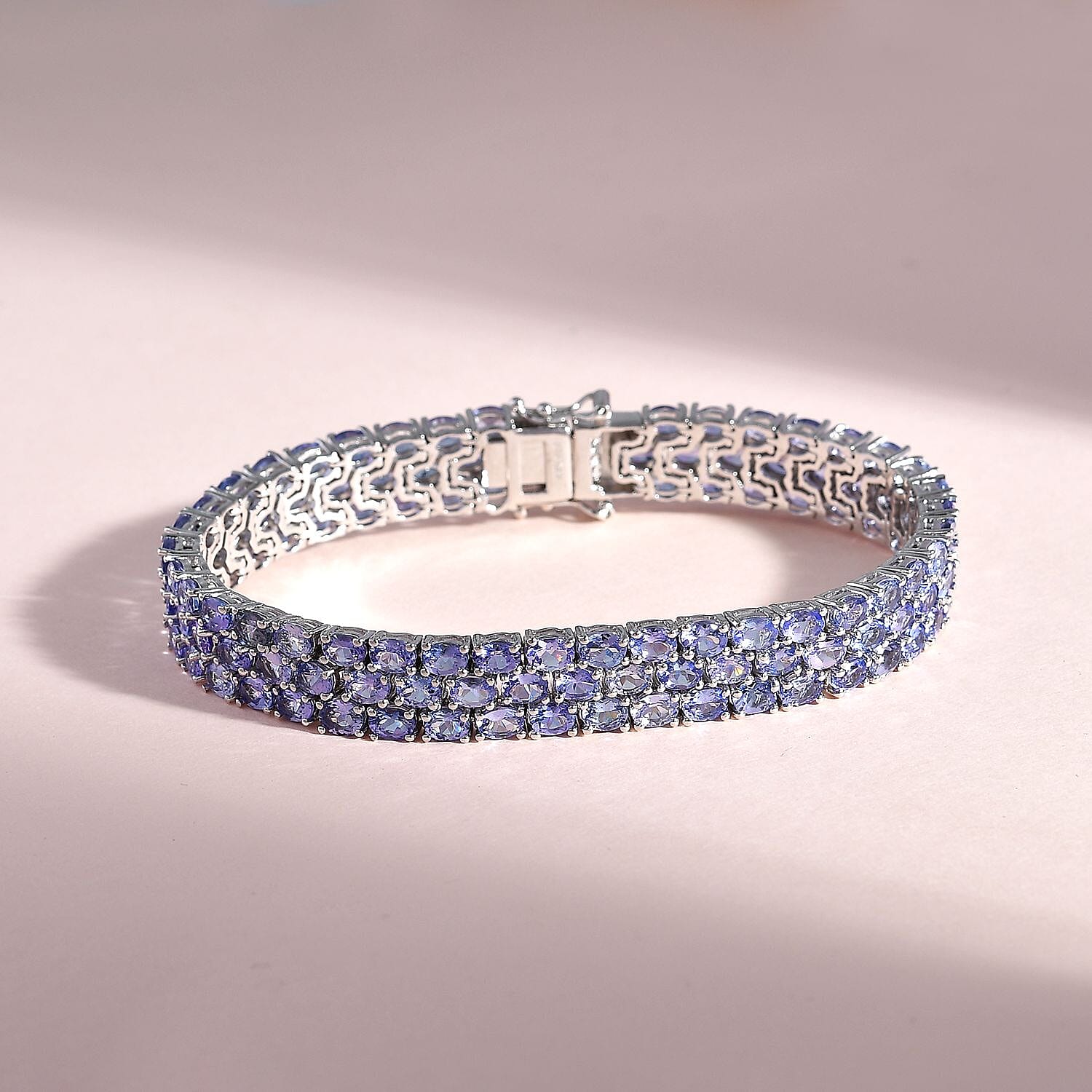 AB + Tansanit Armband ca. 18.5 cm Nickelfreies Messing platiniert ca. 21.00 ct