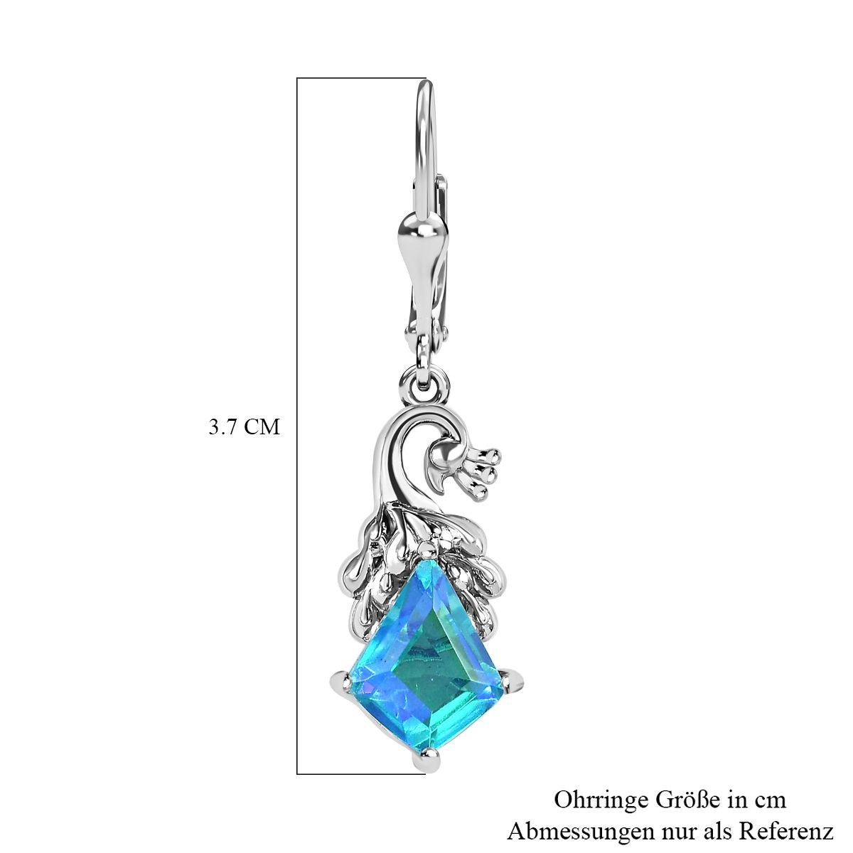 Paraiba Pfau Quarz Triplette  Ohrringe, 925 Silber platiniert, ca. 4.70 ct