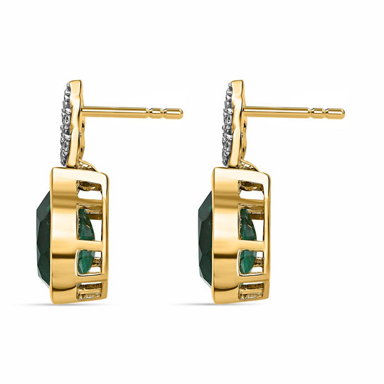 Smaragd-Quarz Triplette, weißer Zirkon Ohrringe, 925 Silber vergoldet ca. 5.99 ct