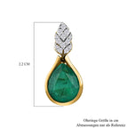 Smaragd-Quarz Triplette, weißer Zirkon Ohrringe, 925 Silber vergoldet ca. 5.99 ct