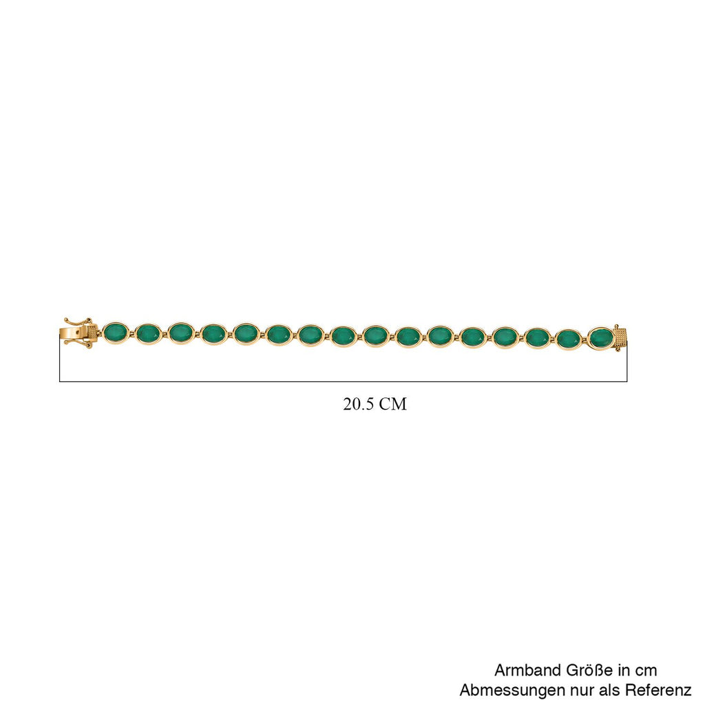 Smaragd-Triplette-Quarz Armband ca. 19 cm 925 Silber vergoldet ca. 24.86 ct